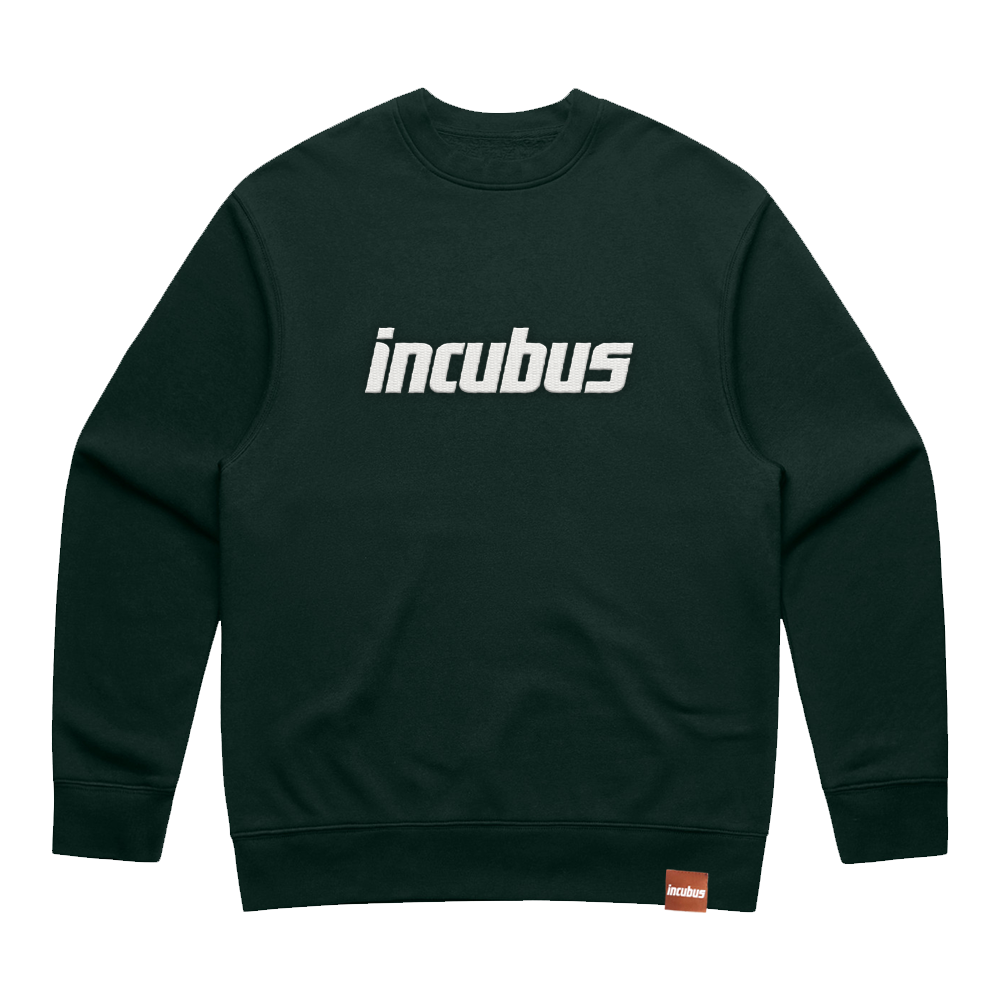 Incubus Embroidered Logo Pine Green Crewneck Fleece