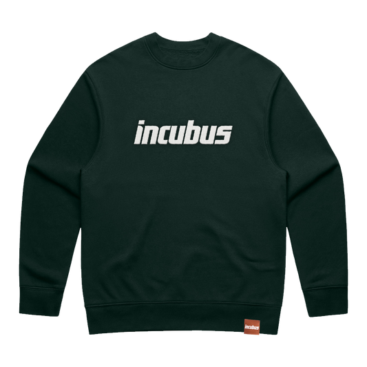Incubus Embroidered Logo Pine Green Crewneck Fleece