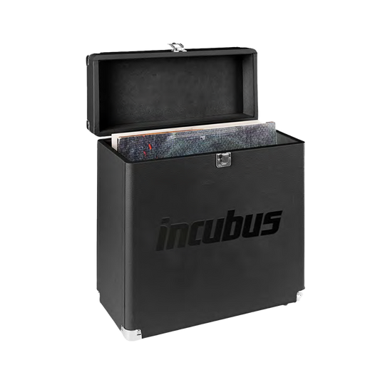 Black vinyl carrying case featuring Incubus branding for stylish record storage
